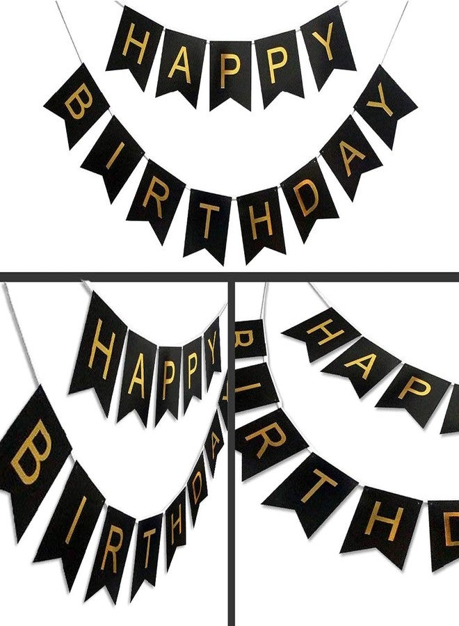 RR DESIGN (8 inch) Happy Birthday Banner Bunting Flag/Banner for Birthday/Birthday Decoration Material - Black (Pink) - Image 5